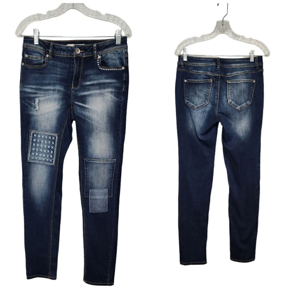 East 1946 Comtempory Distressed Patchwork Skinny Jeans Size 6